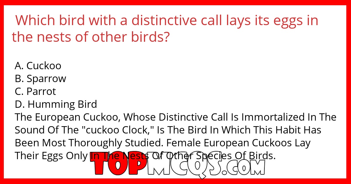 Which bird with a distinctive call lays its eggs in the nests of other birds?