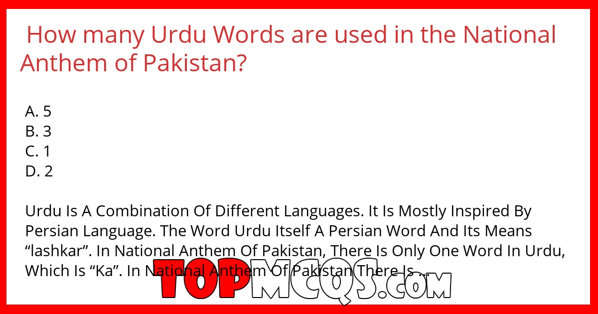 How many Urdu Words are used in the National Anthem of Pakistan?
