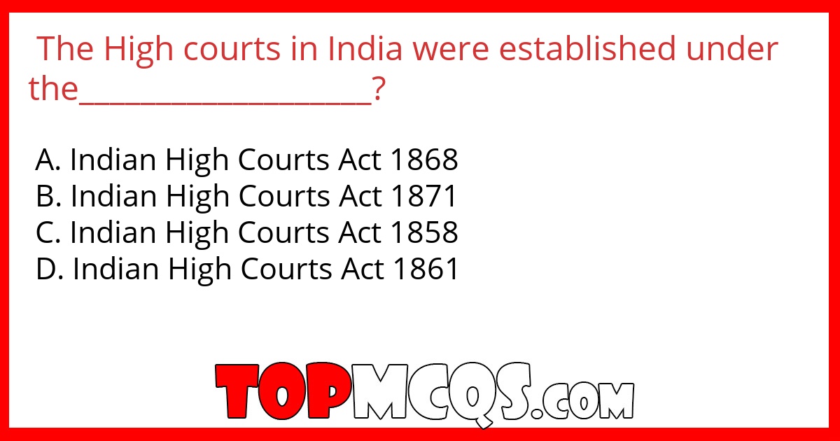 The High courts in India were established under the___________________?