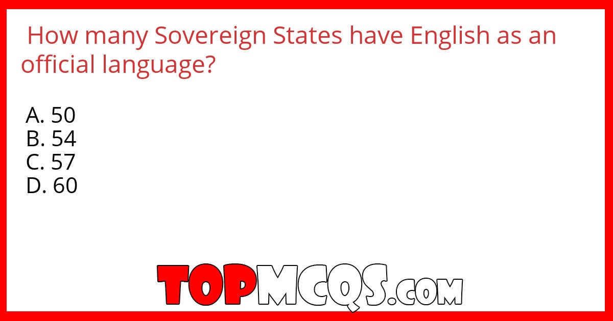 How many Sovereign States have English as an official language?