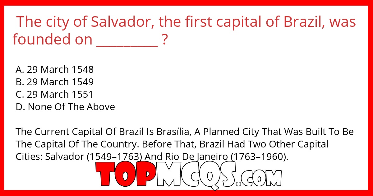 The city of Salvador, the first capital of Brazil, was founded on _________ ?