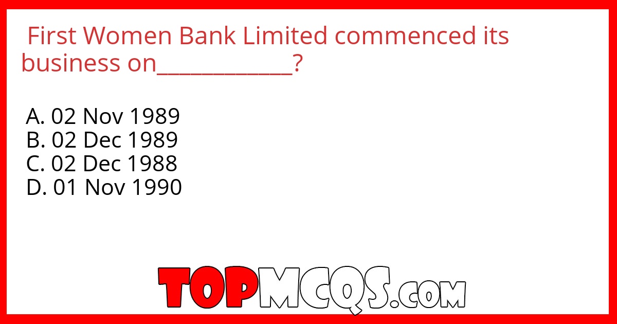 First Women Bank Limited commenced its business on____________?