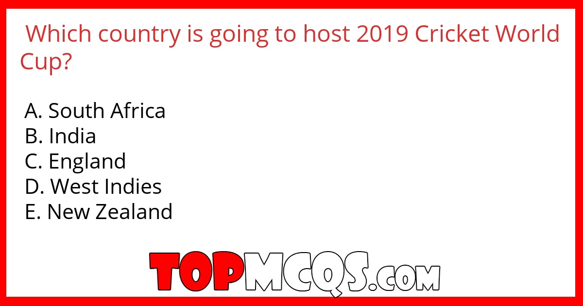 Which country is going to host 2019 Cricket World Cup?