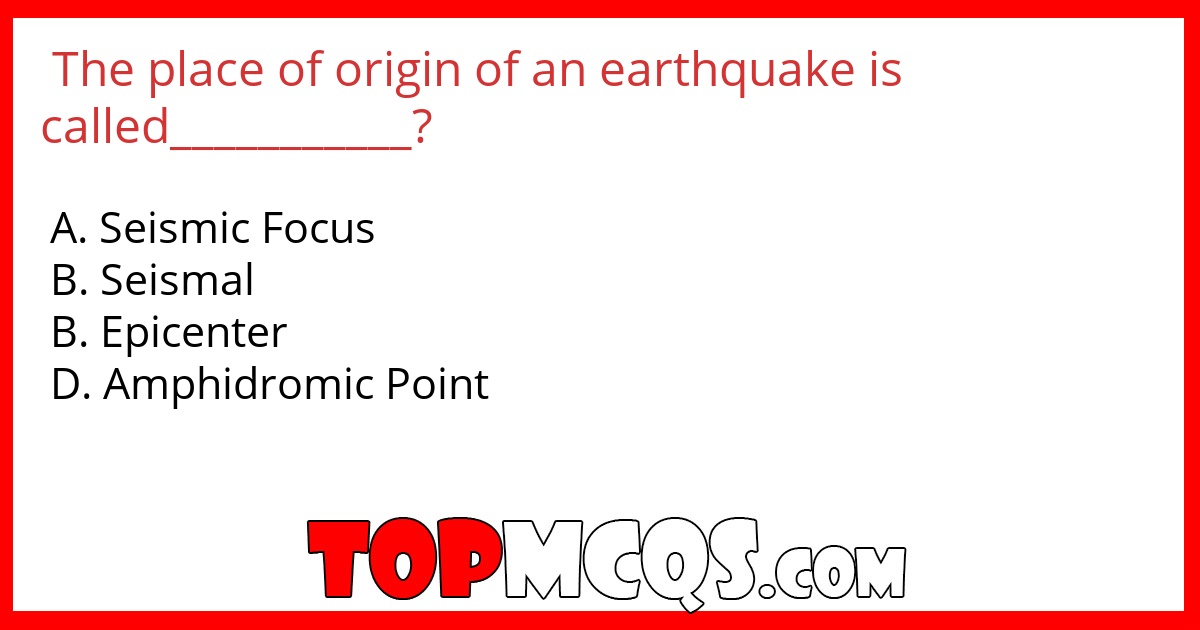 The place of origin of an earthquake is called___________?